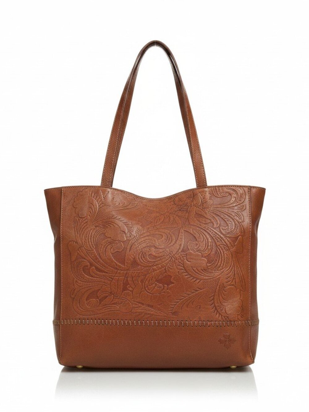 Patricia Nash Cognac Embossed Leather Tote